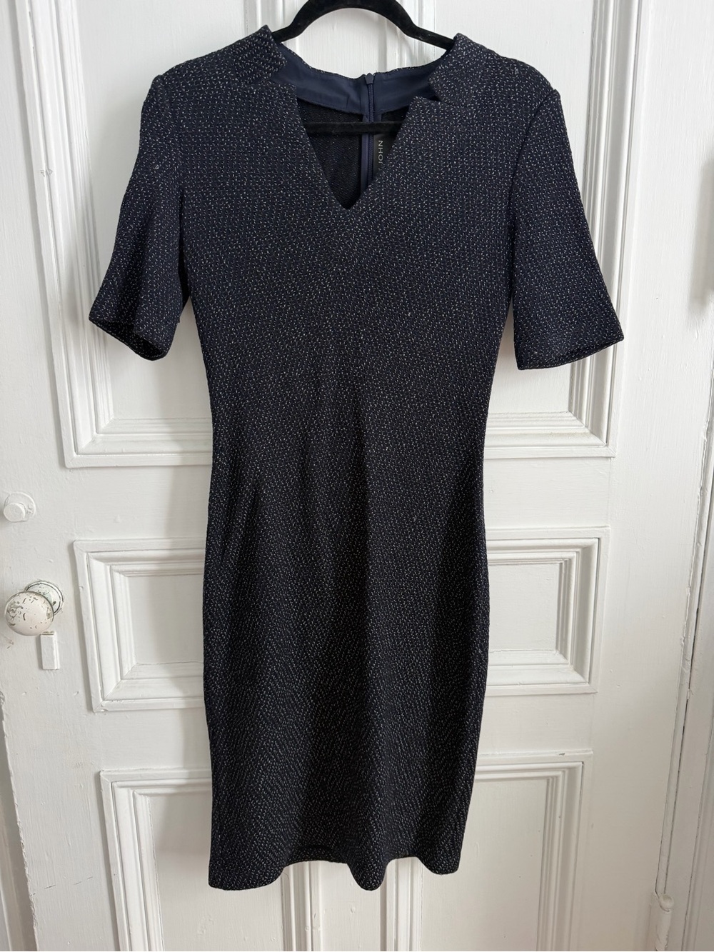 St. John Women’s Navy Short-Sleeve Sheath Dress